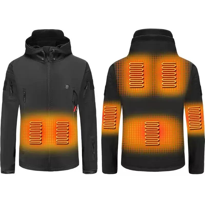 LITEGUEST 7-Zone Heated Jacket by SmartTherm OutdoorLiteGear Inc., black USB-powered jacket with orange heat panels