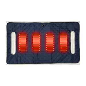 LITEGUEST USB Heated Golf Cart Seat Cushion, navy quilted fabric with four red heating coils.