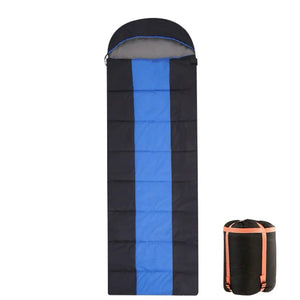 Sleeping bag LITEGUEST Winter Heated Single with USB warmth; black with blue center stripe, includes carry bag.