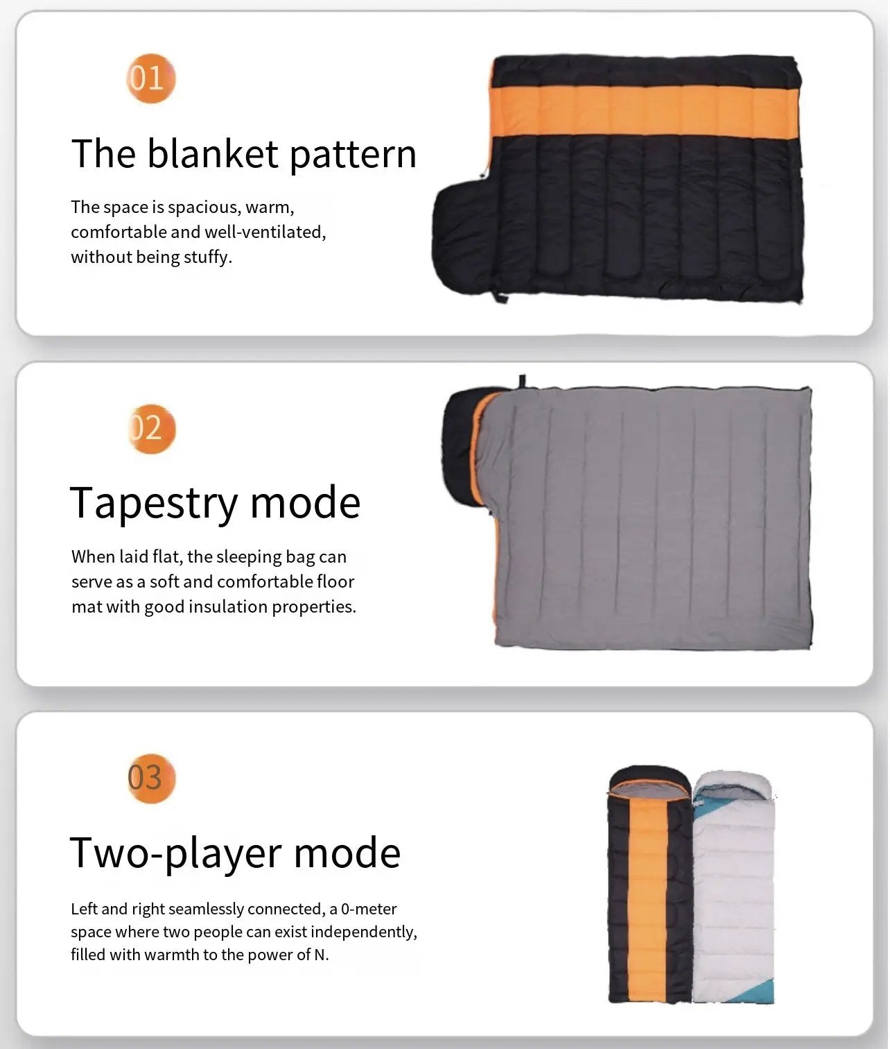 LITEGUEST Winter Heated Single Sleeping Bag by SmartTherm OutdoorLiteGear Inc., USB warmth; black with orange stripe.