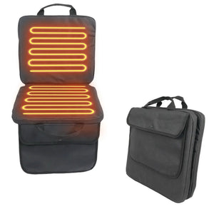 Cushion: LITEGUEST USB heated stadium seat cushion by SmartTherm, black with orange heating coils; includes bag