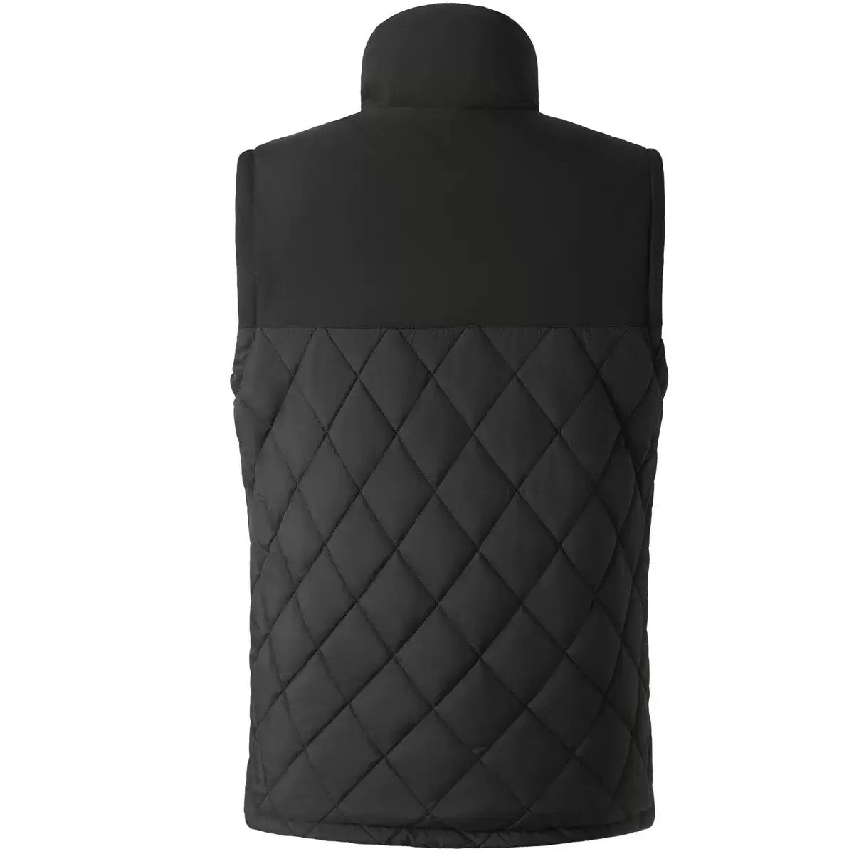 LITEGUEST Dual-Control Heated Vest in black with diamond-quilted lower panel and high collar.