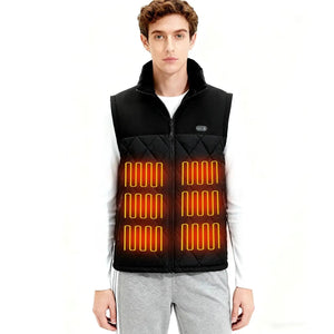 LITEGUEST Dual-Control Heated Vest black quilted vest with 17 heated zones USB-powered