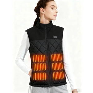 LITEGUEST Dual-Control Heated Vest, black quilted vest with 17-zone USB heating by SmartTherm.