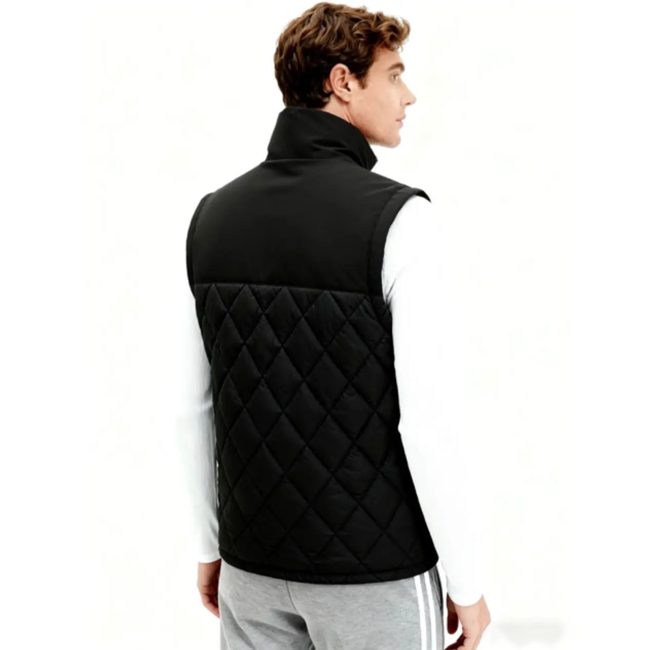 LITEGUEST Dual-Control Heated Vest, black quilted vest seen from the back.