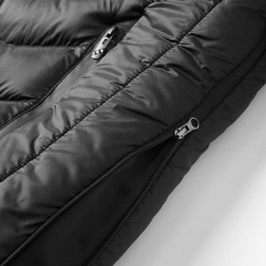 Jacket LITEGUEST 27-Zone Smart Heated Down Jacket, black quilted puffer with dual zippers
