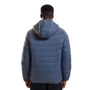LITEGUEST 27-Zone Smart Heated Down Jacket, blue-gray puffer with hood