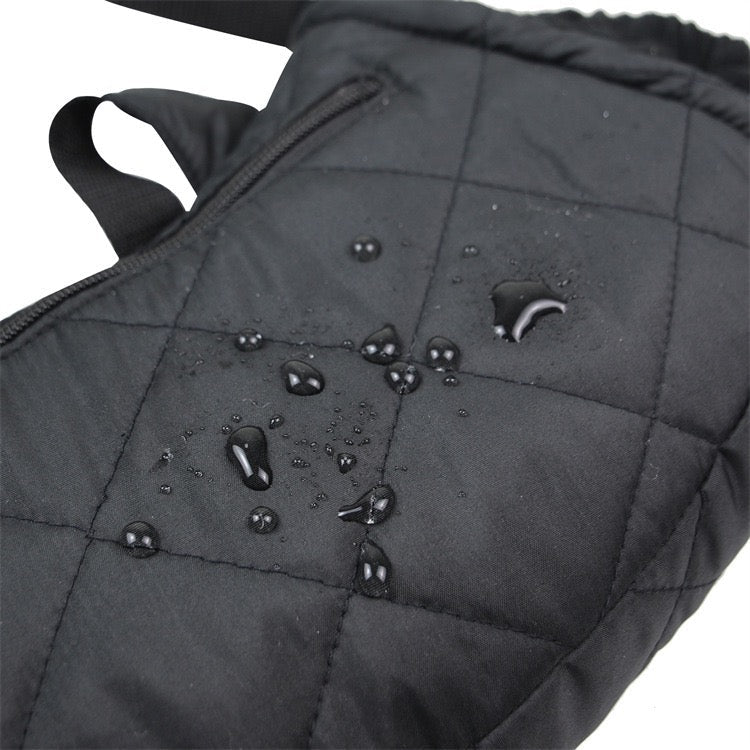 LITEGUEST USB Heated Hand Muff, black quilted hand warmer for outdoor use
