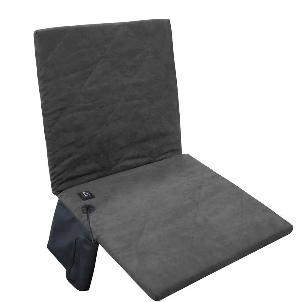 LITEGUEST Heated Outdoor Seat Cushion with Backrest by SmartTherm OutdoorLiteGear Inc., charcoal gray with controller