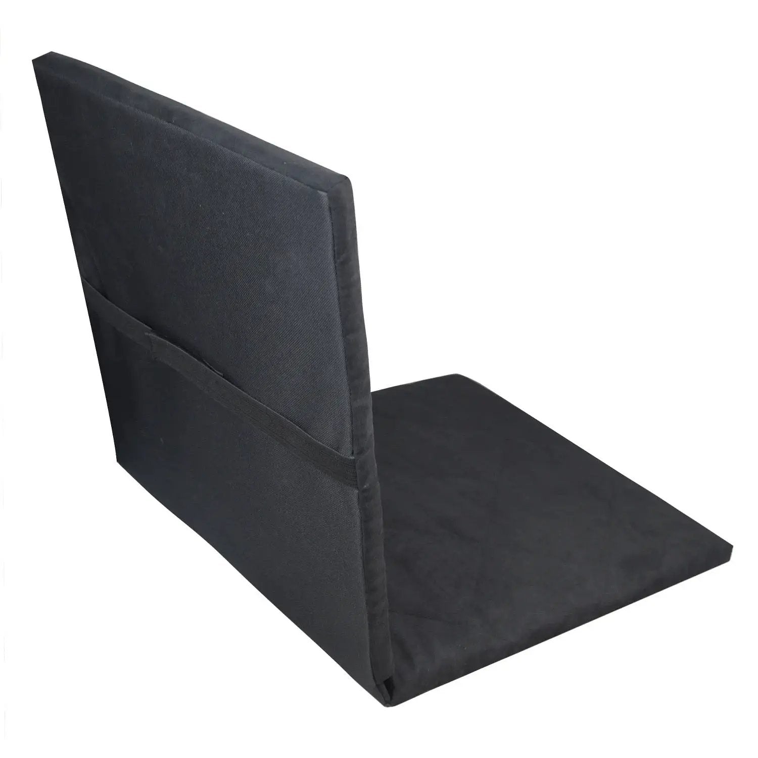 LITEGUEST heated outdoor seat cushion with backrest in black fabric for camping