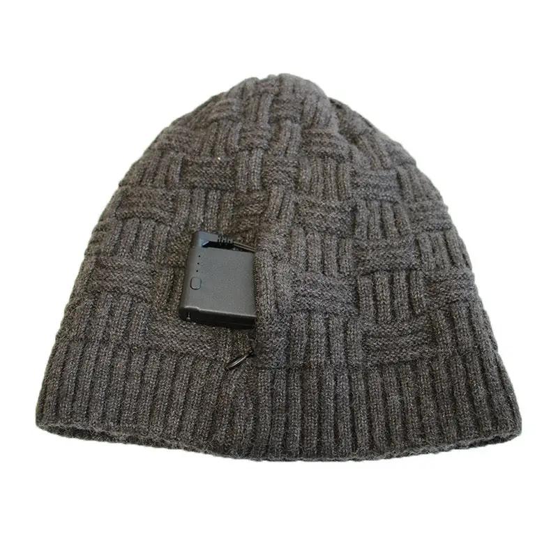 LITEGUEST Heated Thermal Hat USB-powered beanie in charcoal gray with battery pack