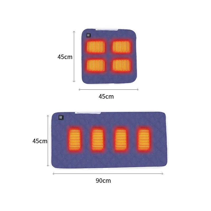 LITEGUEST heated seat cushion by SmartTherm OutdoorLiteGear; USB-powered purple cushion pair in 45×45 cm and 90×45 cm.
