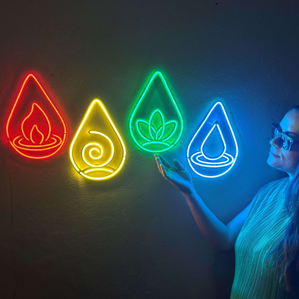 Four Elements Neon Sign, Neon Metal Wall Art