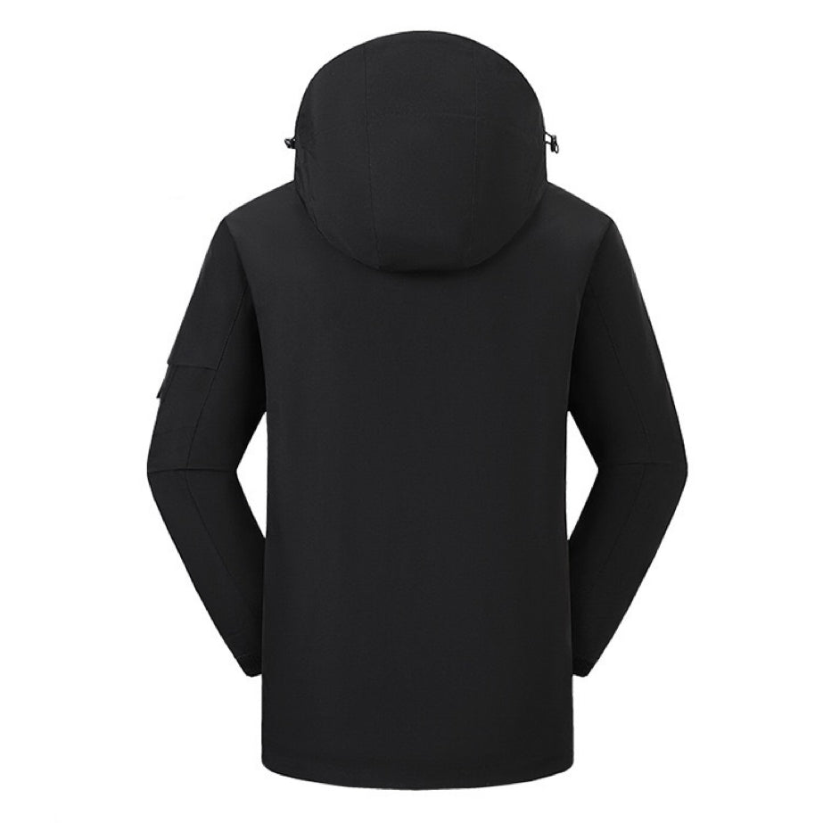 LITEGUEST Ski Waterproof 5-Zone Heated Jacket, black hooded back view