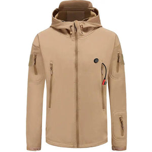 LITEGUEST 7-Zone Heated Jacket, tan; USB-powered with multiple zip pockets