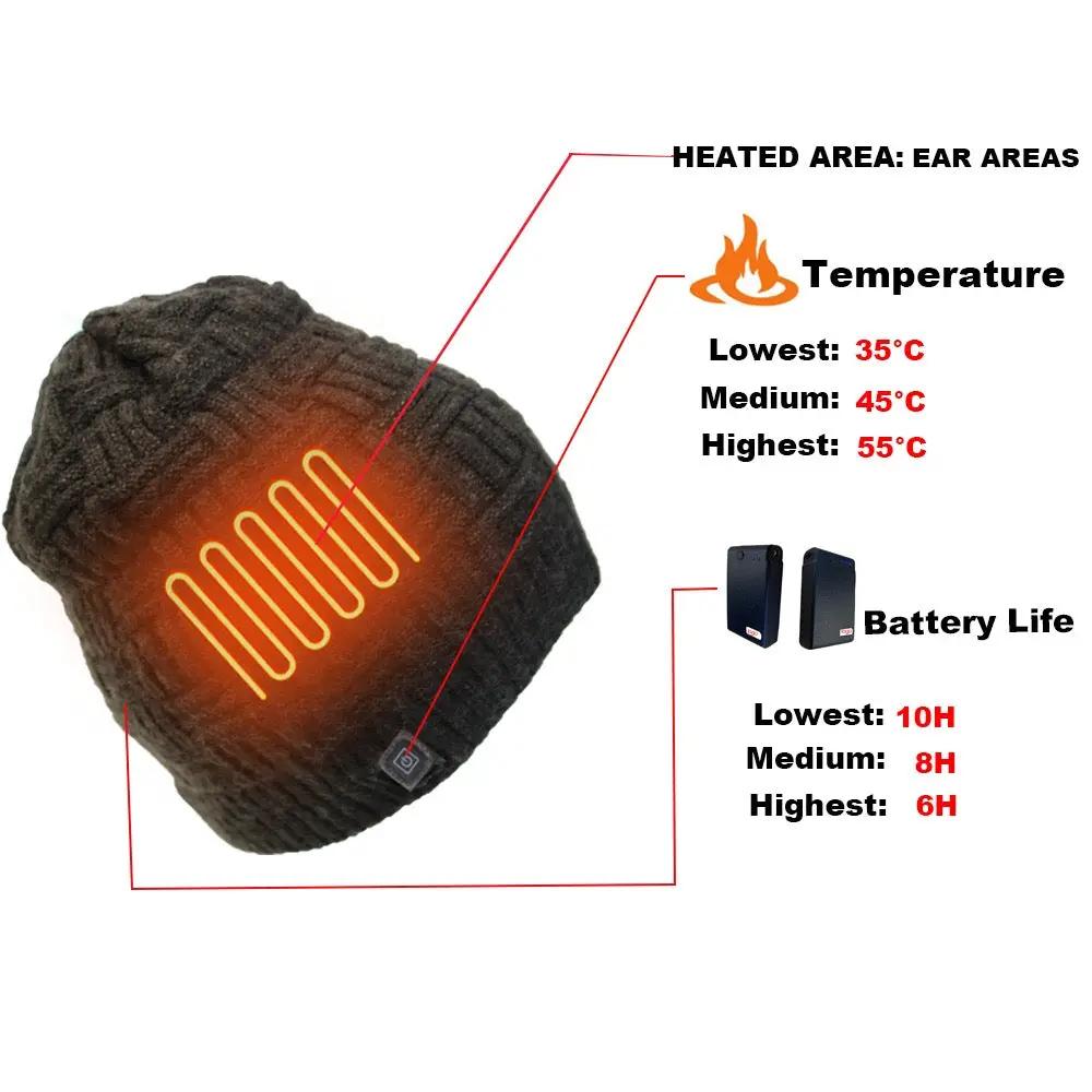 LITEGUEST Heated Thermal Hat USB-powered beanie by SmartTherm OutdoorLiteGear Inc., black knit with built-in heated coil.
