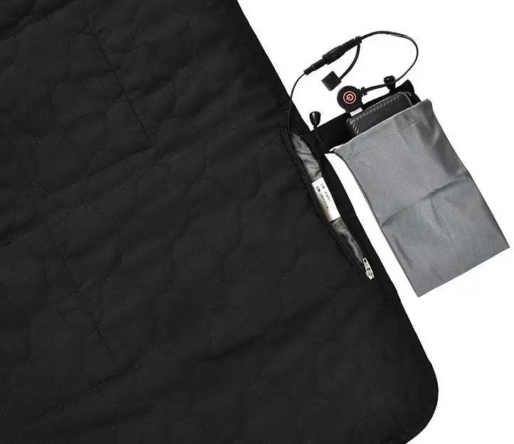 LITEGUEST USB Heated Sleeping Mat, black quilted with USB controller and gray power pouch