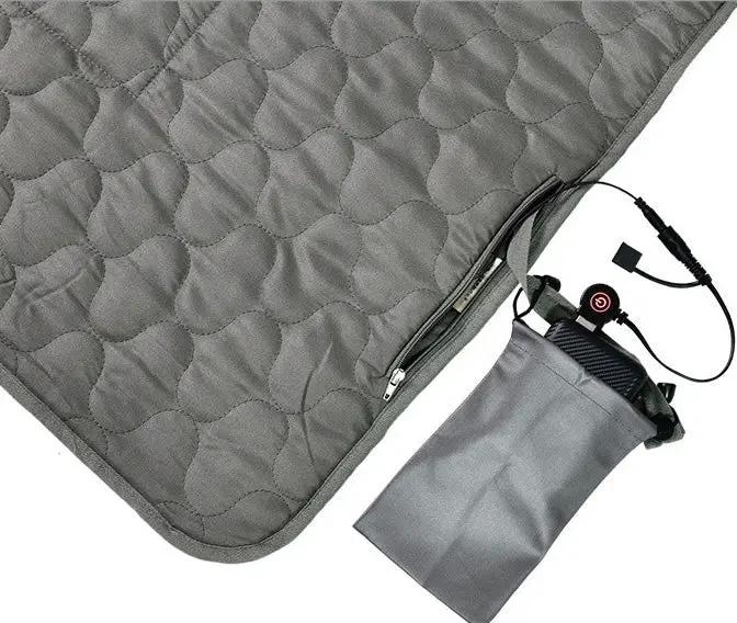 LITEGUEST USB heated sleeping mat, grey quilted pad with attached controller and storage bag