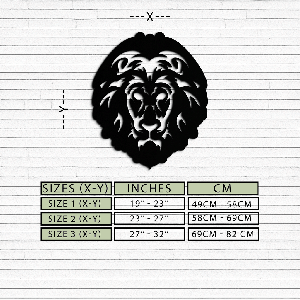 Lion Head Metal Wall Art - Steel Wall Decor for Home and Office - KAF003