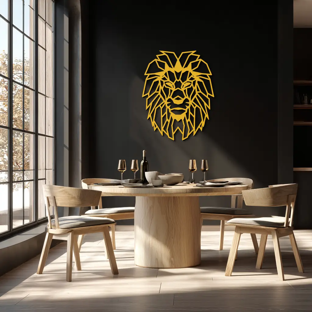 Geometric Lion Metal Wall Art - Steel Wall Decor for Home and Office - KAF008