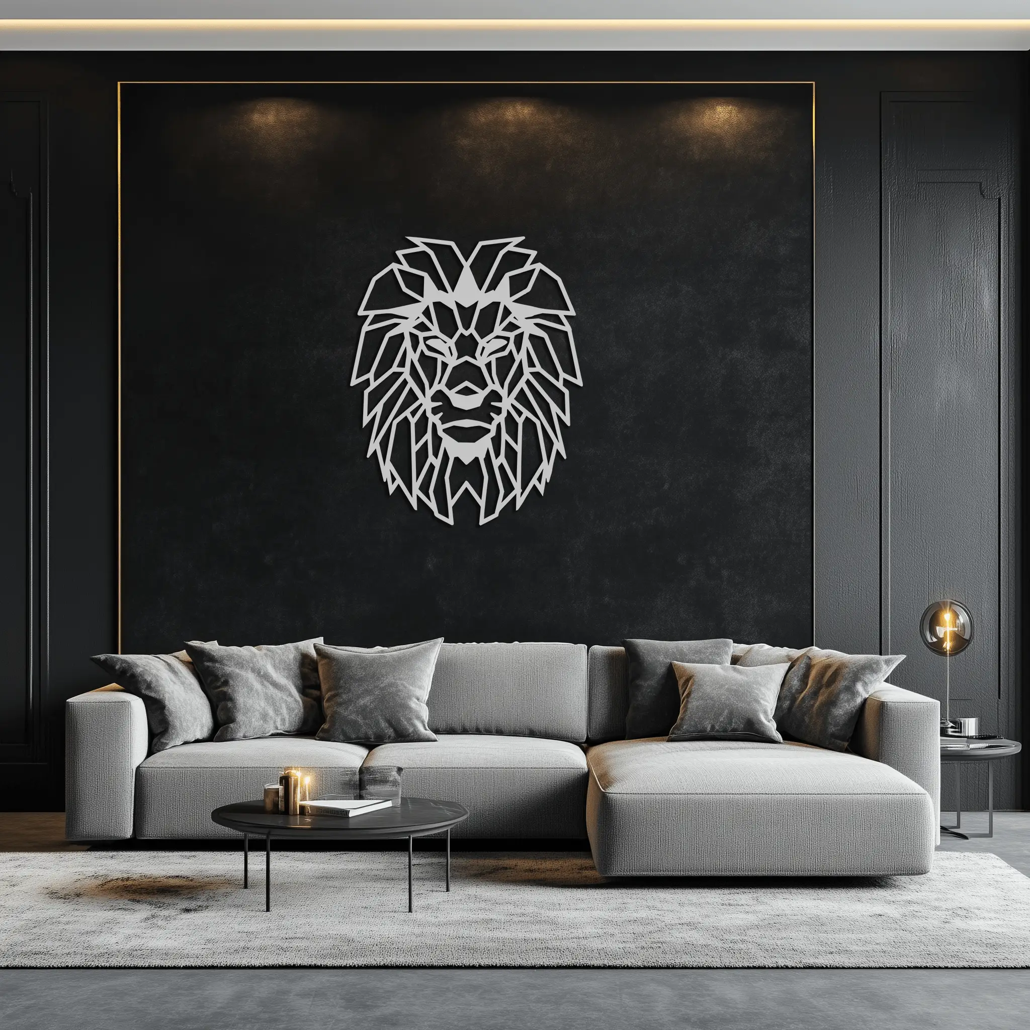 Geometric Lion Metal Wall Art - Steel Wall Decor for Home and Office - KAF008