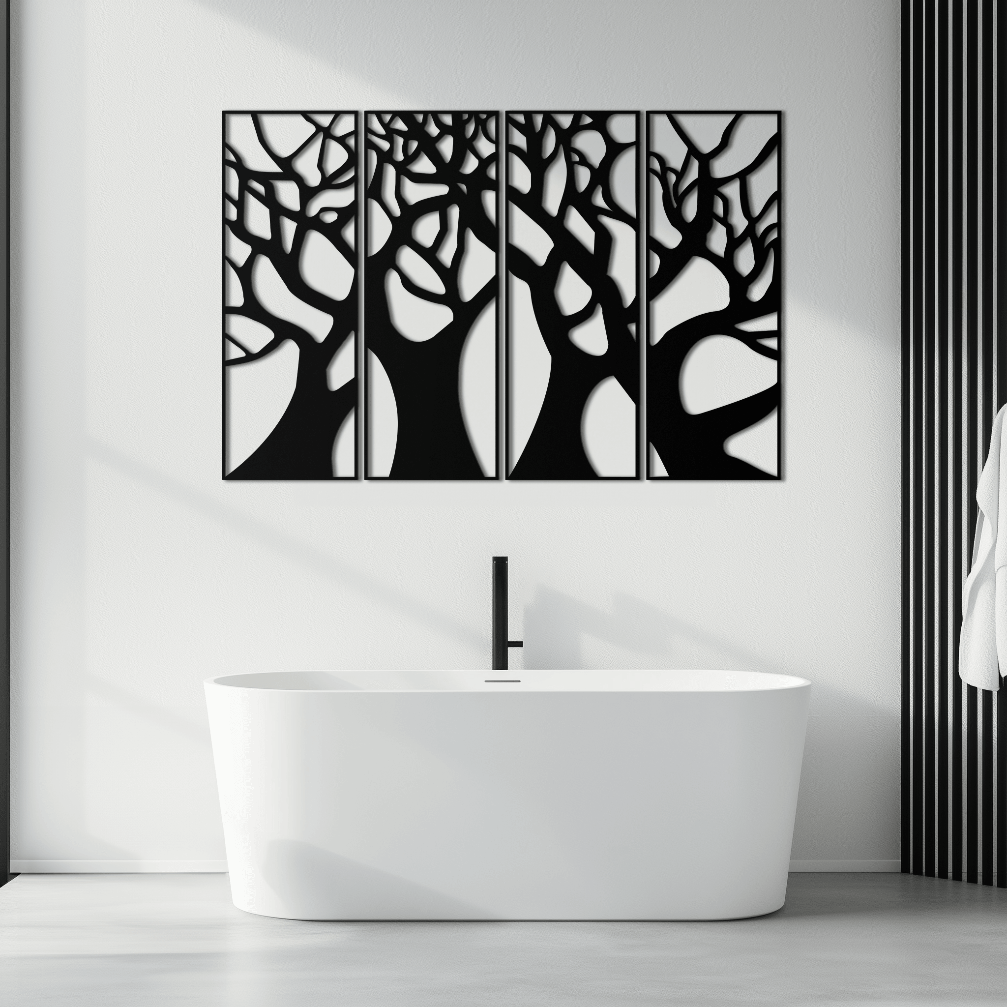Tree Panel Metal Wall Art - Steel Wall Decor for Home and Office - KAF009