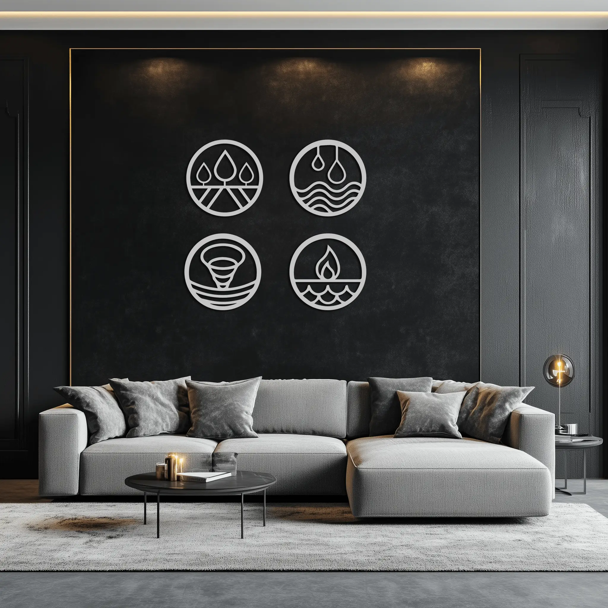 Four Elements Metal Wall Art - Steel Wall Decor for Home and Office - KAF010