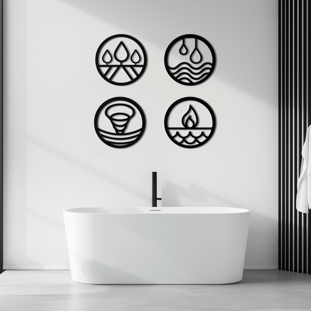 Four Elements Metal Wall Art - Steel Wall Decor for Home and Office - KAF010