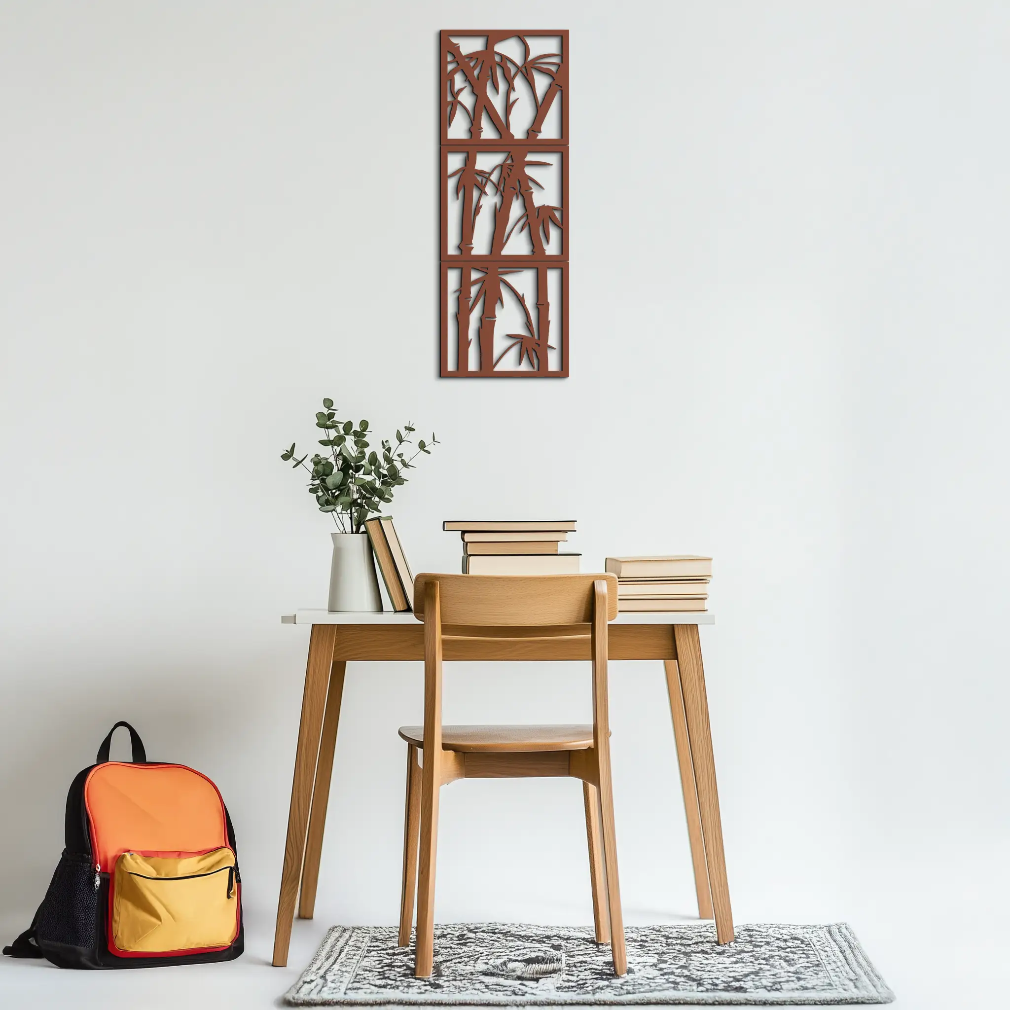 Bamboo Panel Metal Wall Art - Steel Wall Decor for Home and Office - KAF011