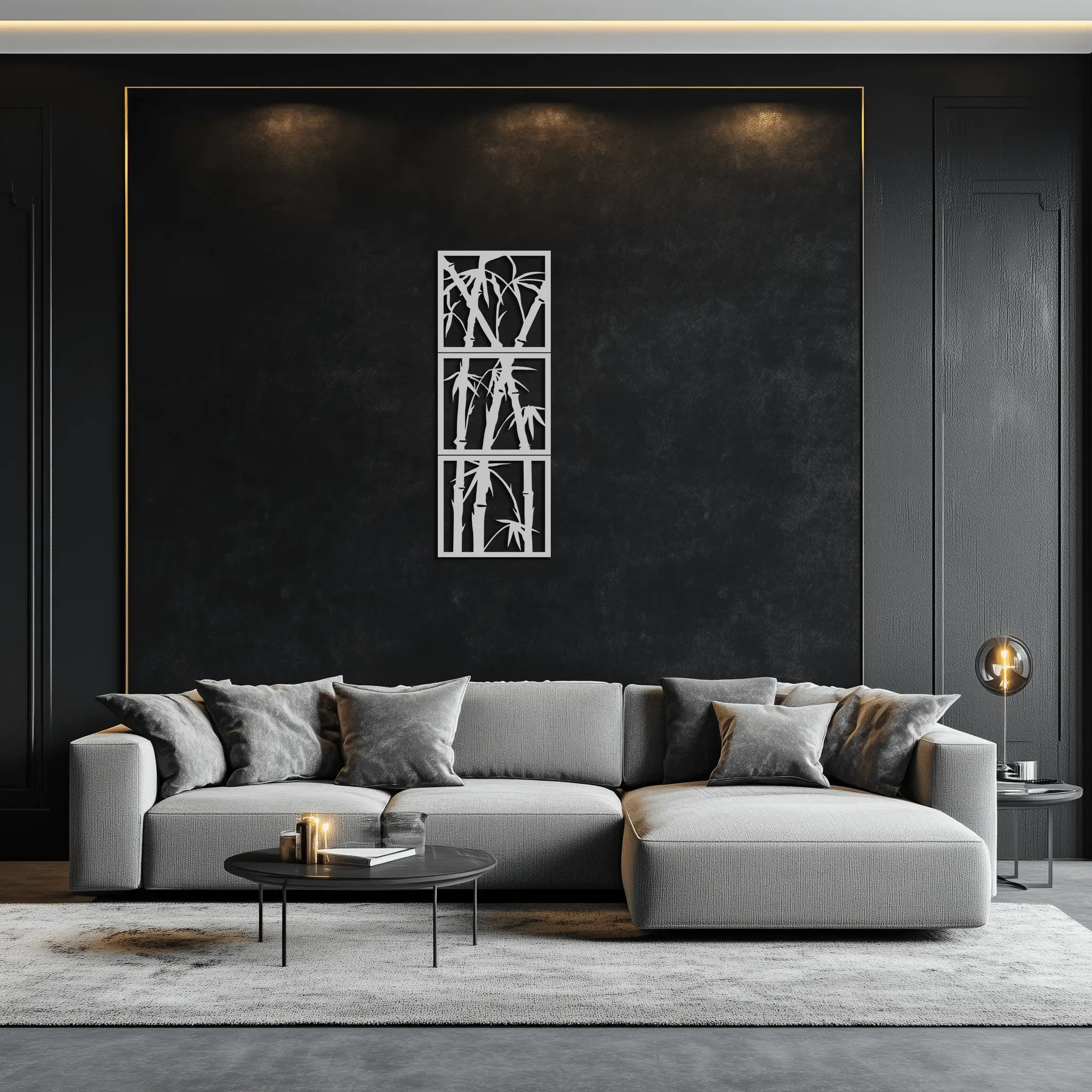 Bamboo Panel Metal Wall Art - Steel Wall Decor for Home and Office - KAF011