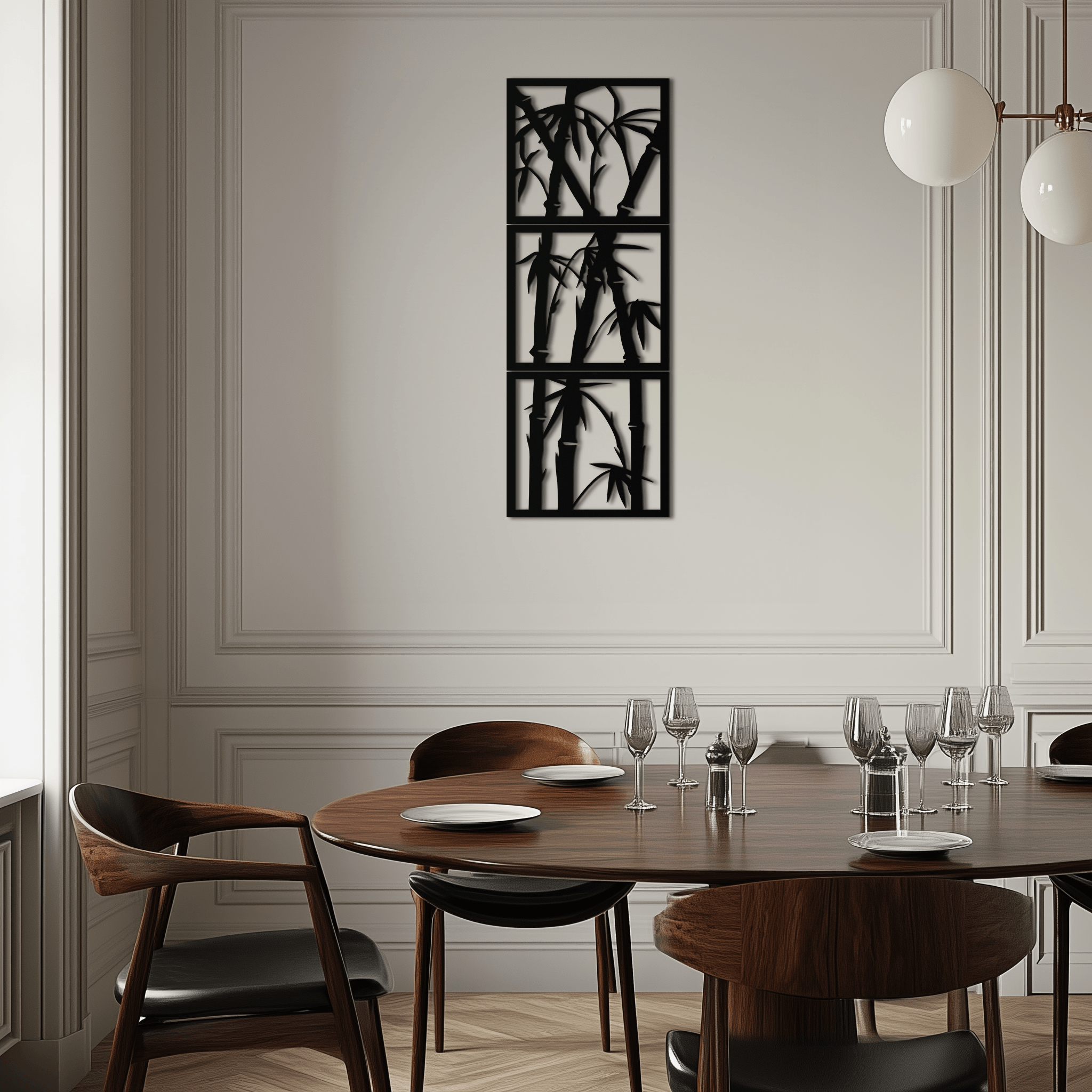 Bamboo Panel Metal Wall Art - Steel Wall Decor for Home and Office - KAF011