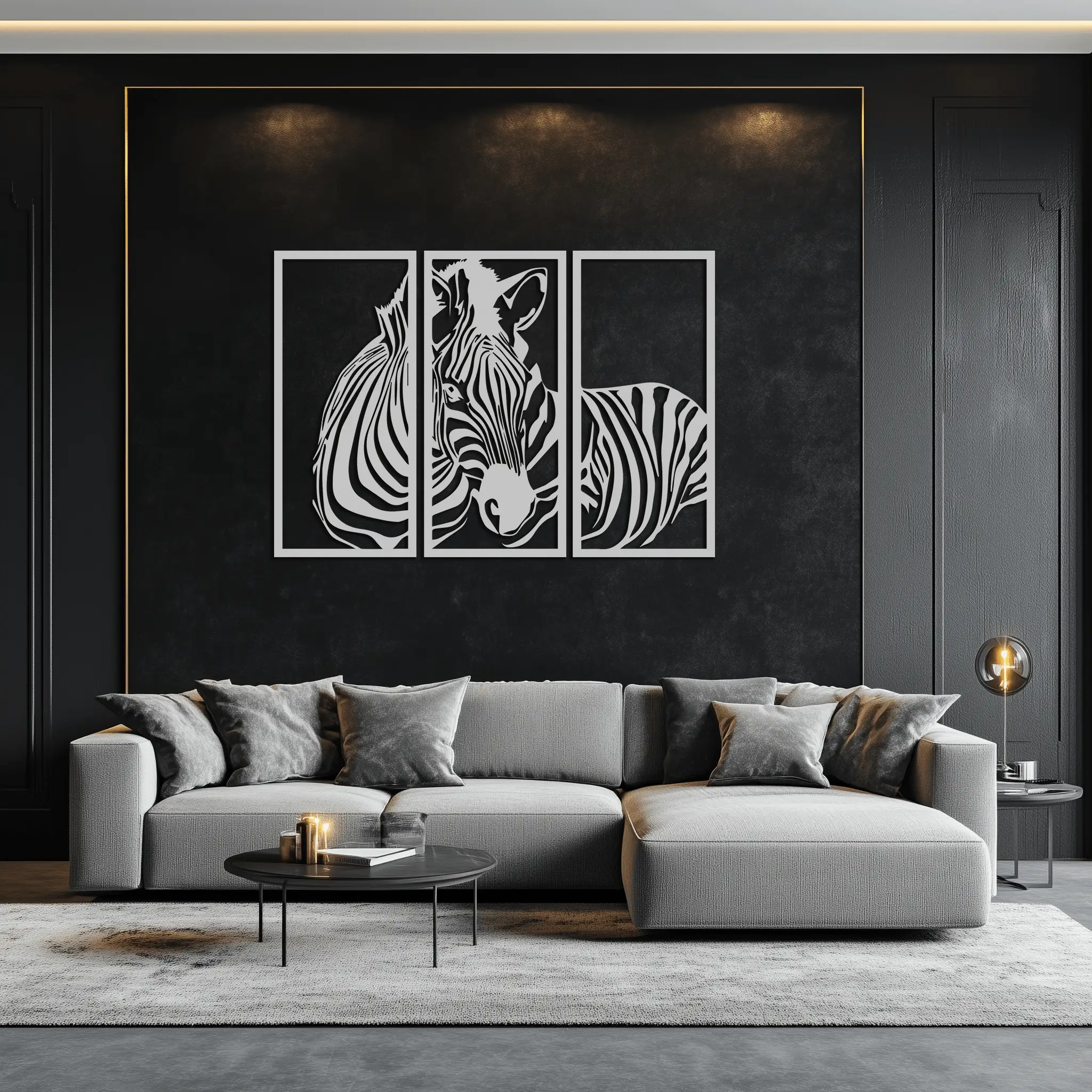 Zebra Panel Metal Wall Art - Steel Wall Decor for Home and Office - KAF014