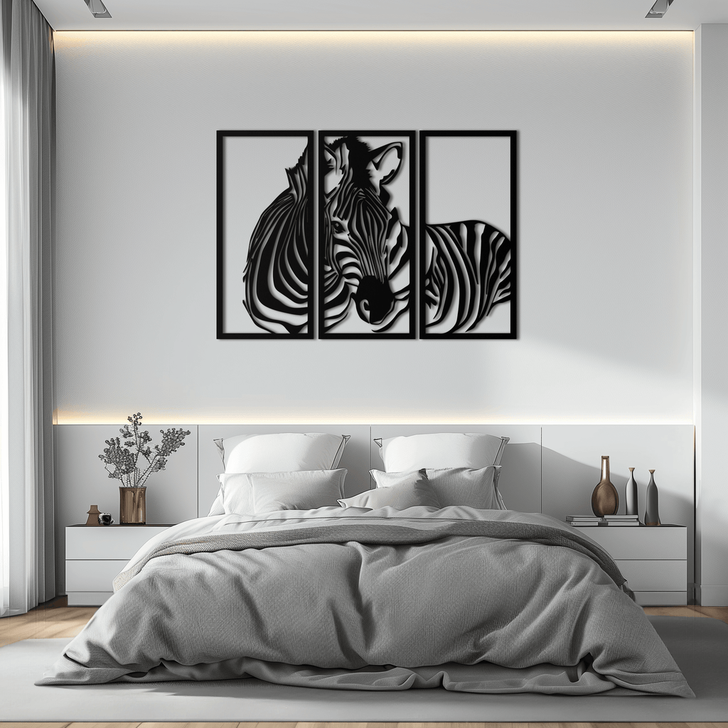 Zebra Panel Metal Wall Art - Steel Wall Decor for Home and Office - KAF014