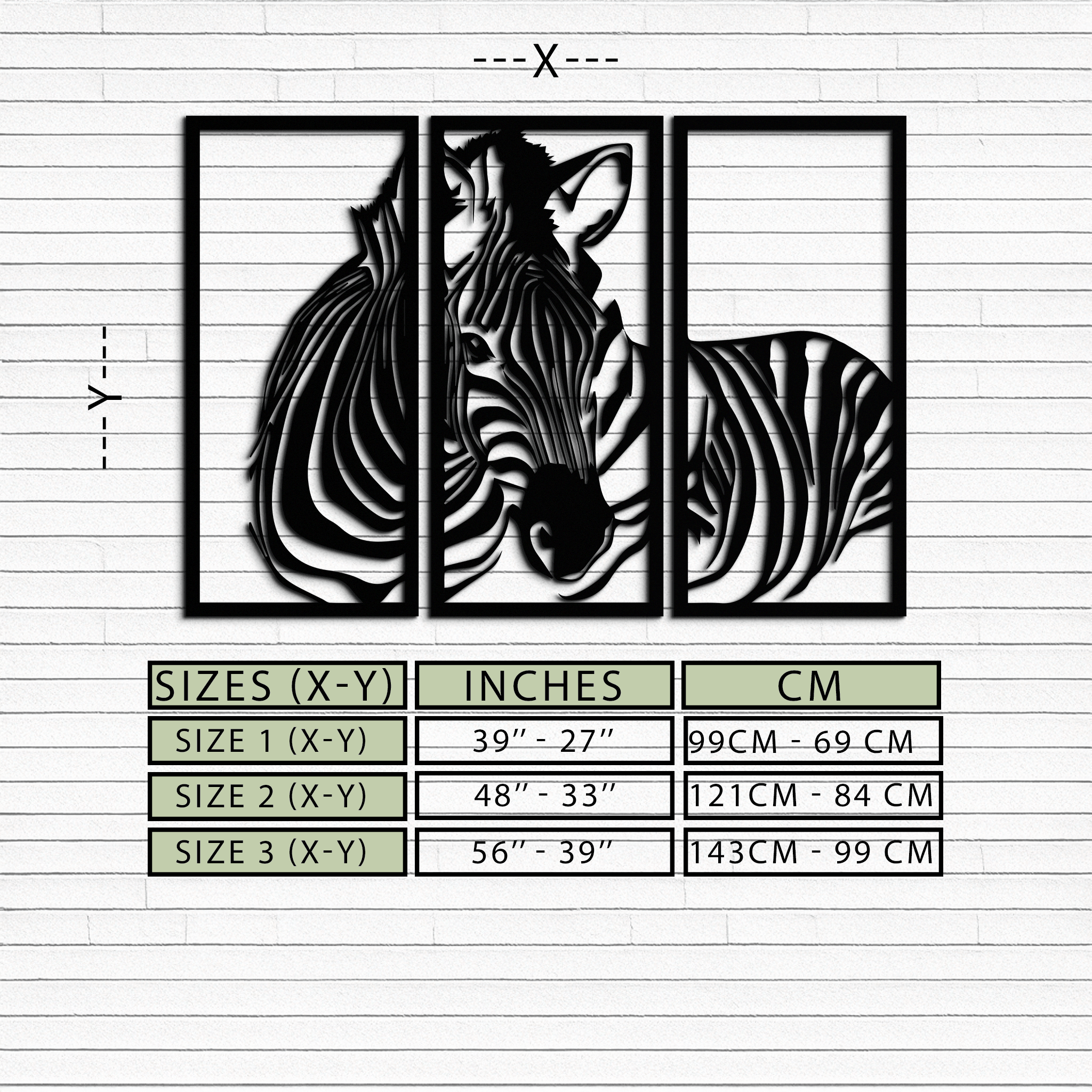 Zebra Panel Metal Wall Art - Steel Wall Decor for Home and Office - KAF014