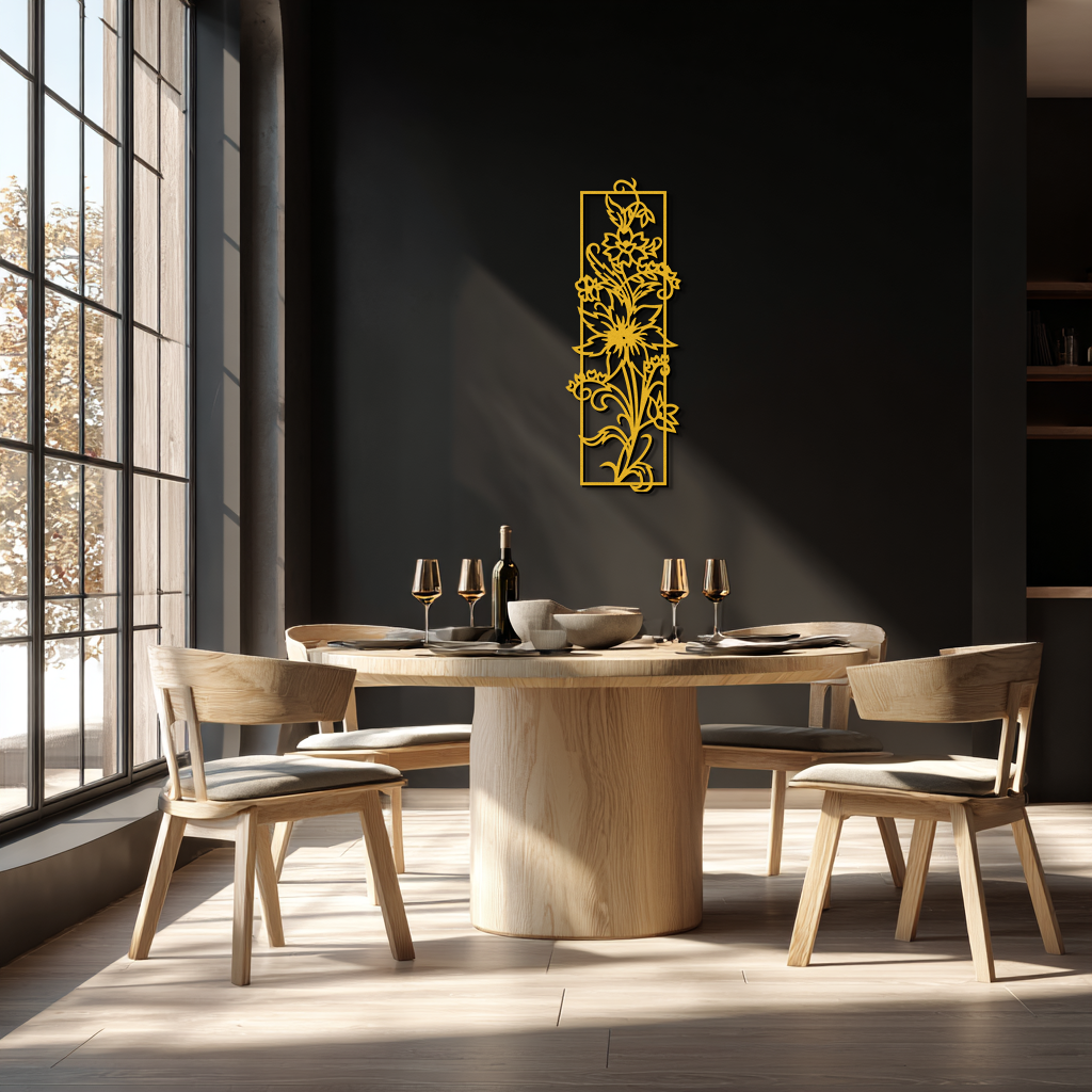 Floral Panel Metal Wall Art - Steel Wall Decor for Home and Office - KAF015