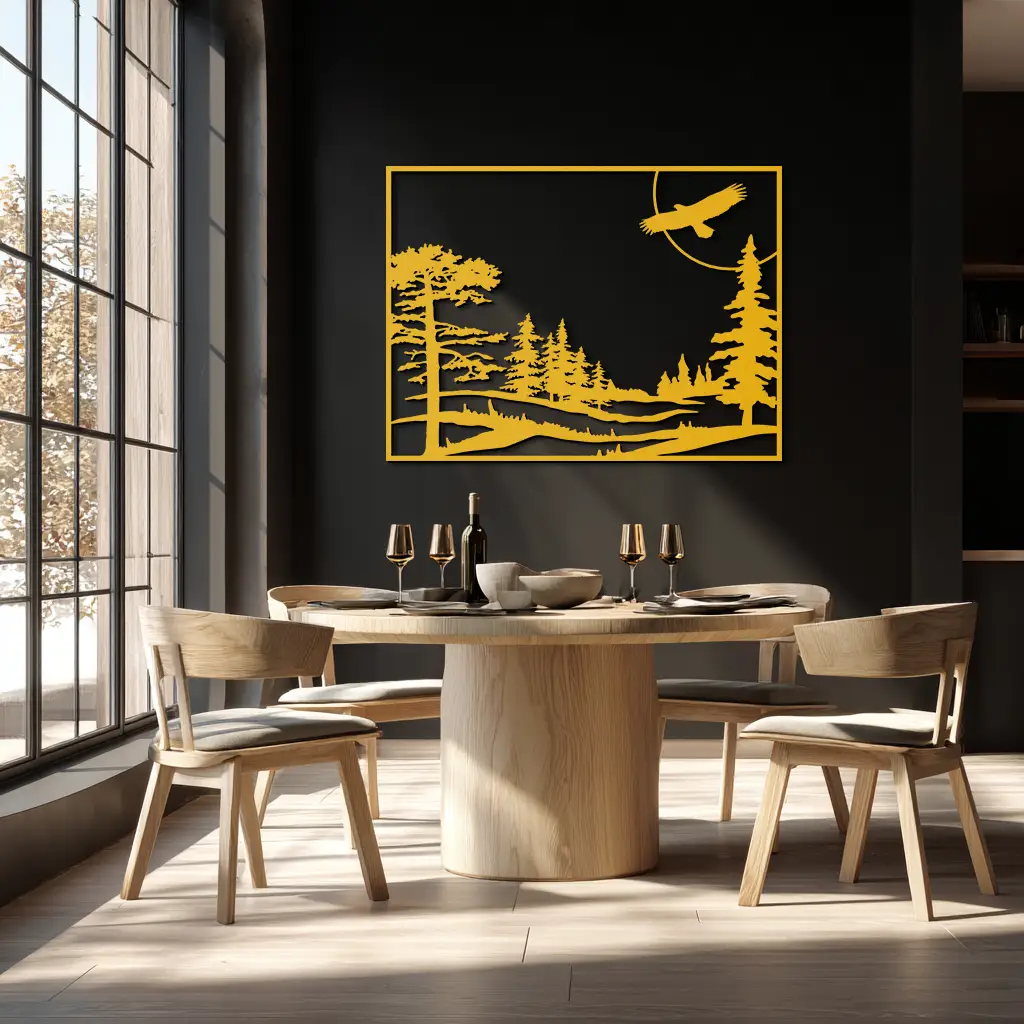 Forest Landscape Metal Wall Art - Steel Wall Decor for Home and Cabin - KAF018
