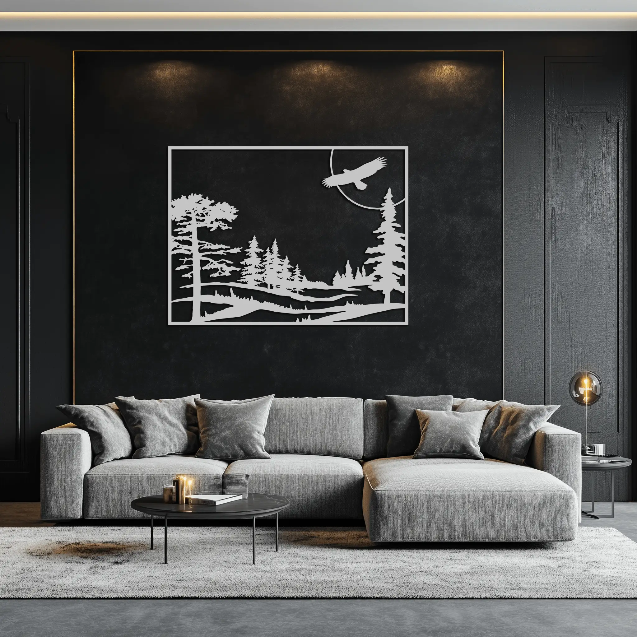 Forest Landscape Metal Wall Art - Steel Wall Decor for Home and Cabin - KAF018