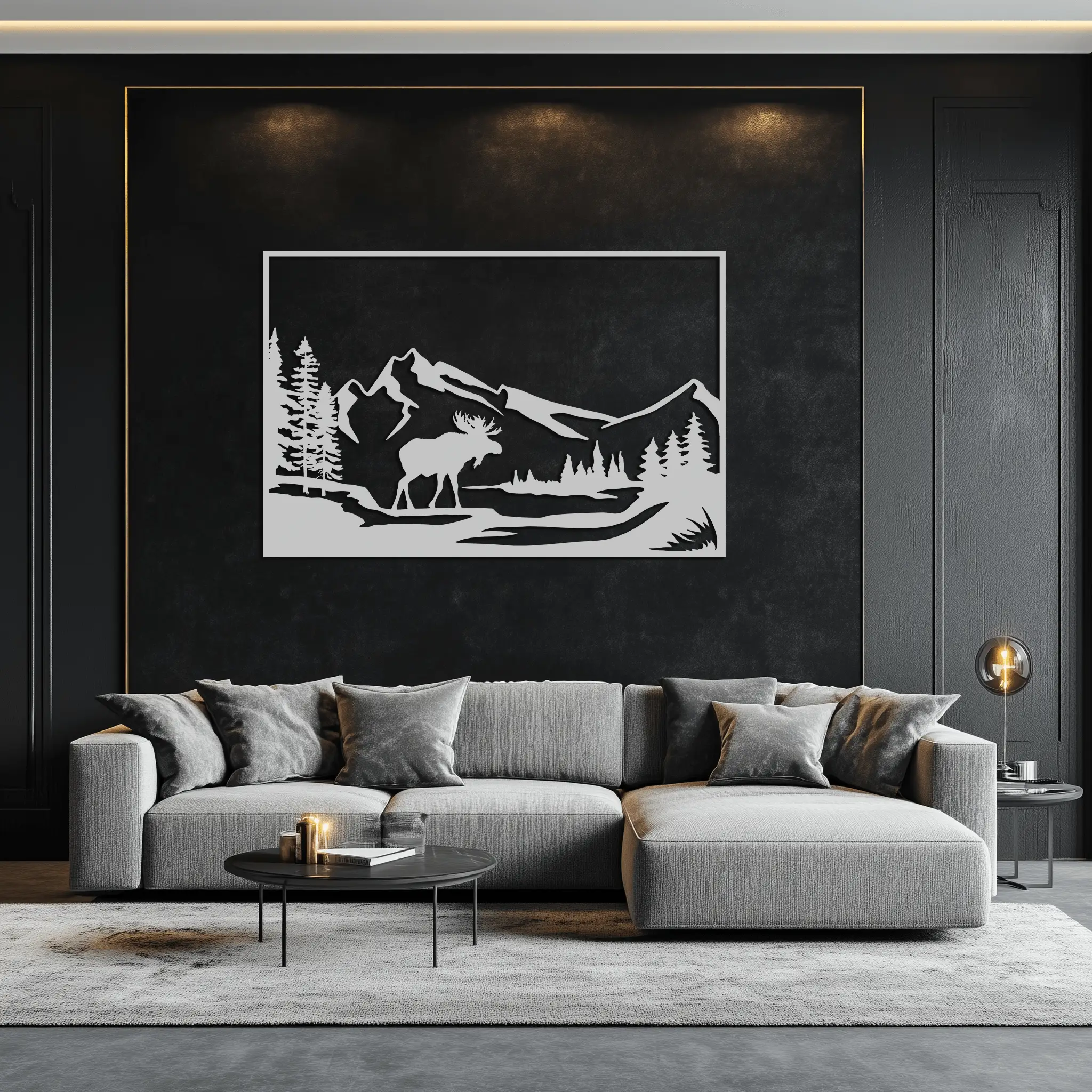 Mountain Moose Metal Wall Art - Steel Wall Decor for Home and Cabin - KAF020