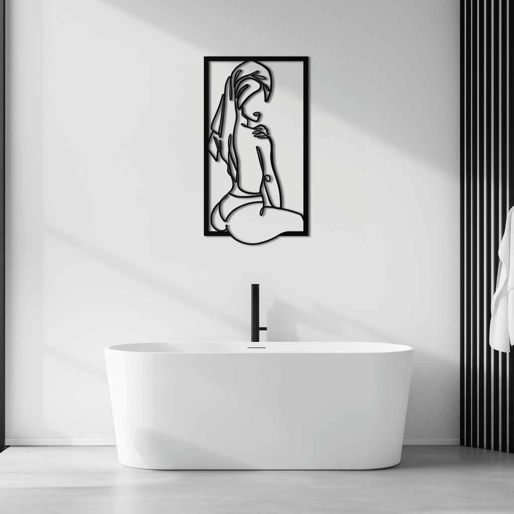 Minimalist Woman Line Art Metal Wall Decor - Modern Steel Wall Art - KAF022