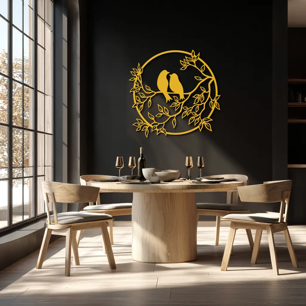 Love Birds Metal Wall Art - Romantic Steel Wall Decor for Home and Bedroom - KAF023