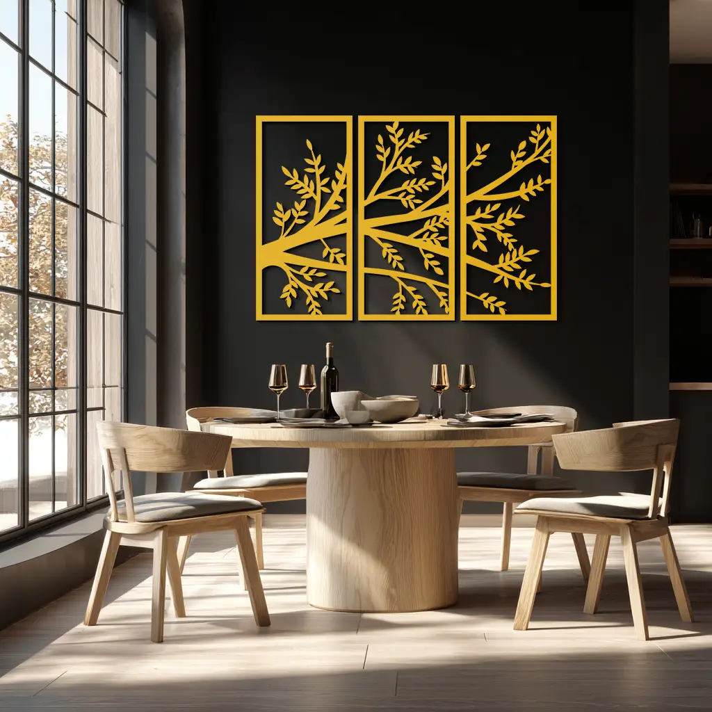 Branch Metal Wall Art - Three-Panel Nature-Inspired Steel Wall Decor - KAF024
