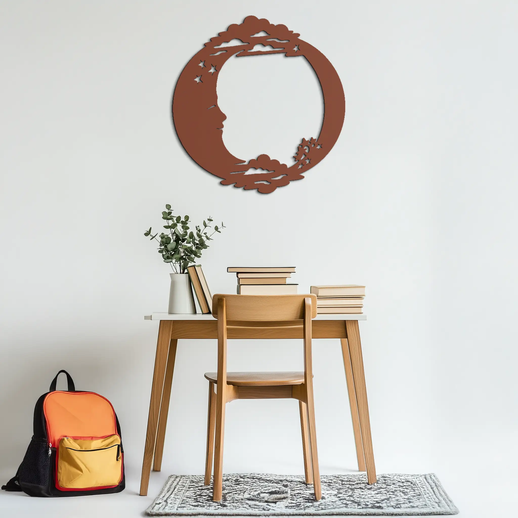 Moon & Stars Metal Wall Art - Celestial-Inspired Steel Wall Decor - KAF029