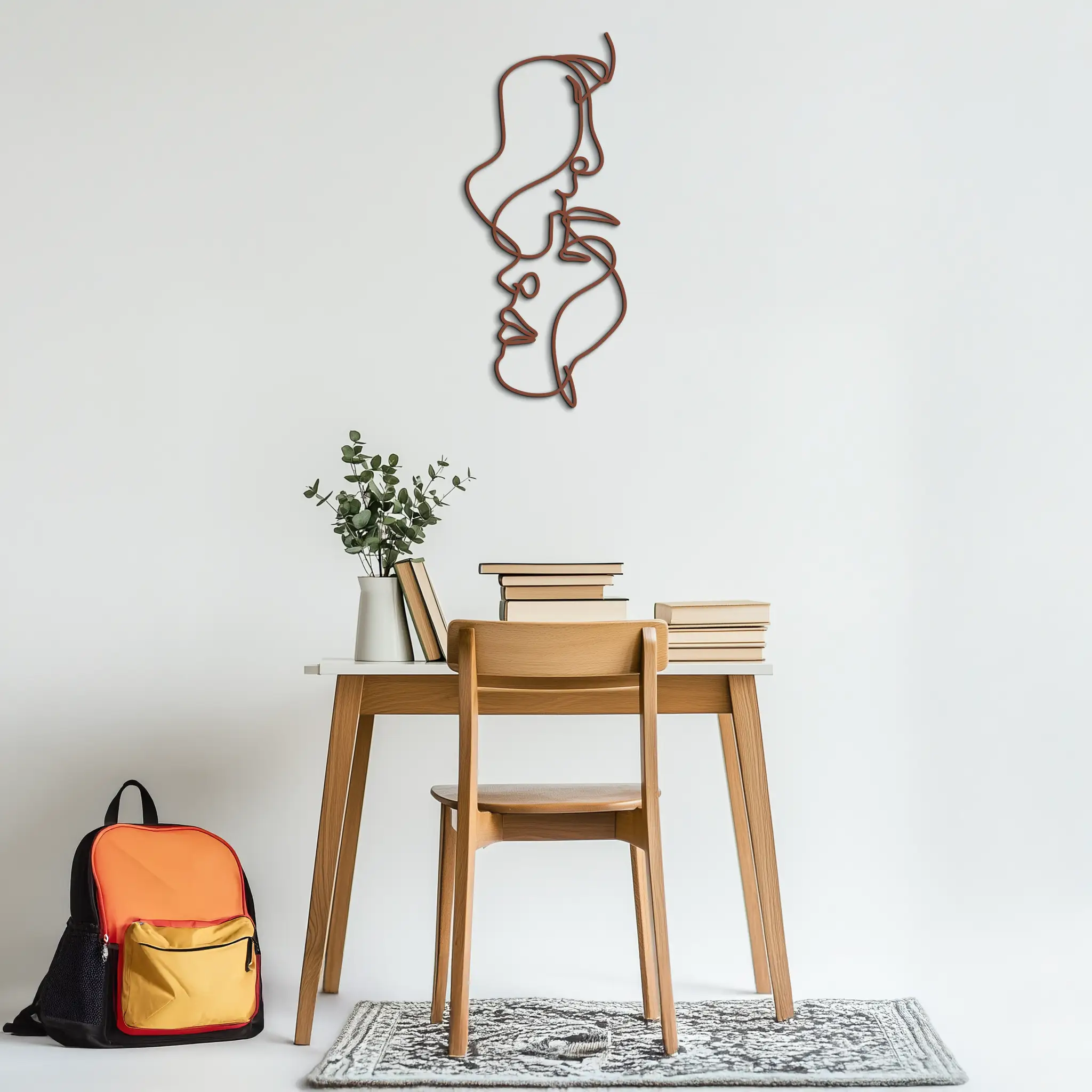 Abstract Lovers Metal Wall Art - Modern Minimalist Line Art - KAF031