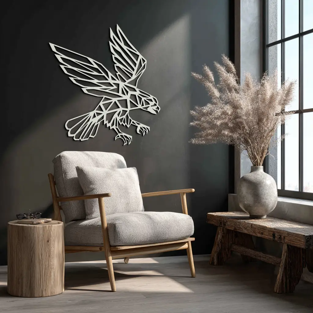 Geometric Eagle Metal Wall Art - Modern Steel Wall Decor - KAF042