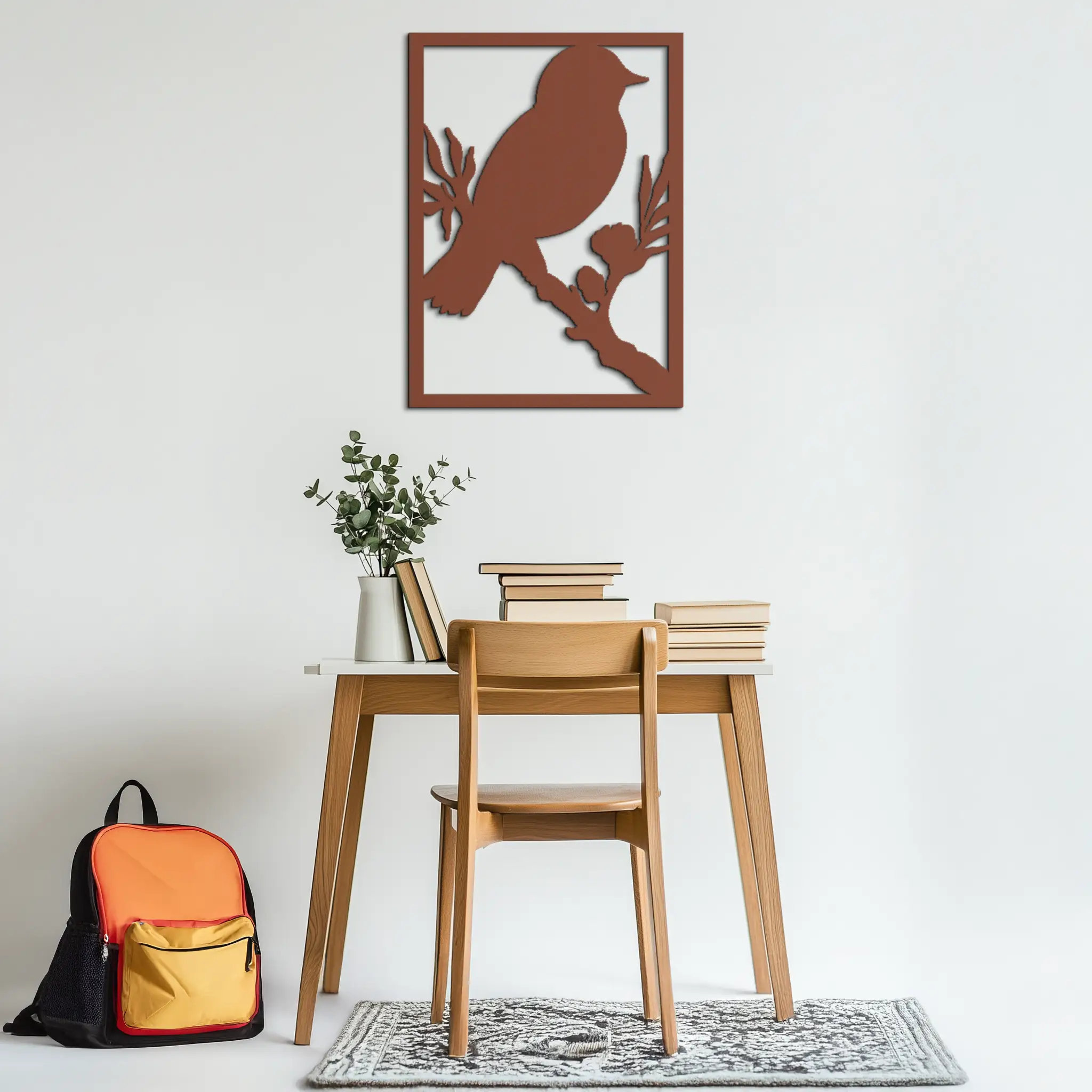 Bird on Branch Metal Wall Art - Modern Steel Decor for Home & Office - KAF043