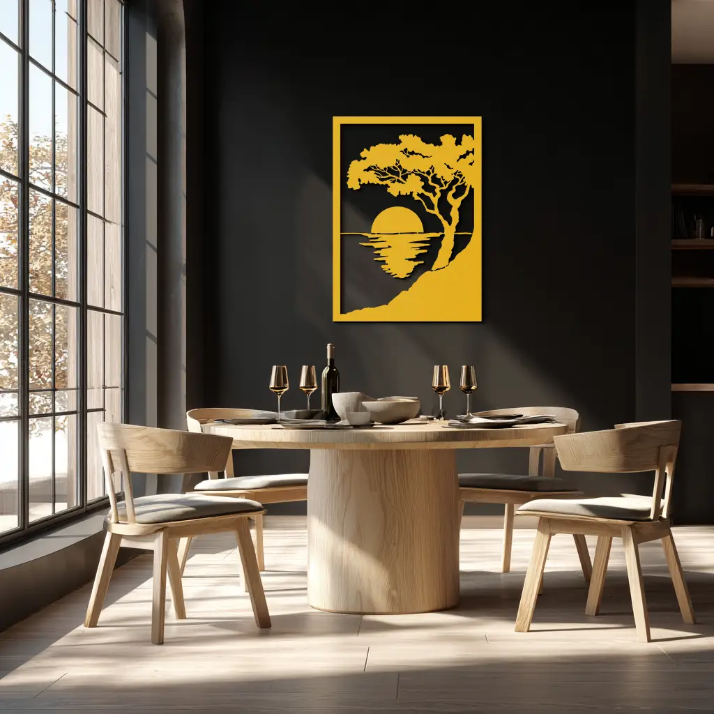 Sunset Tree Metal Wall Art - Nature-Inspired Steel Wall Decor - KAF047