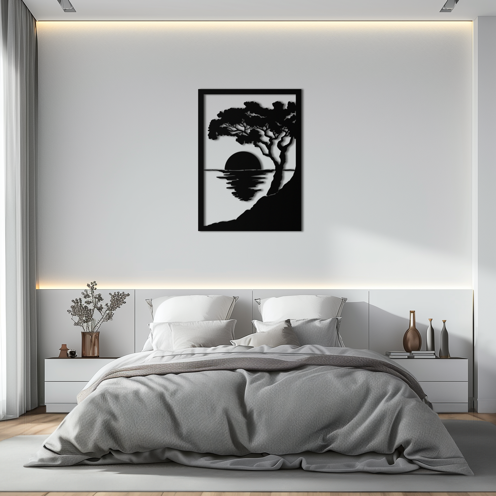 Sunset Tree Metal Wall Art - Nature-Inspired Steel Wall Decor - KAF047