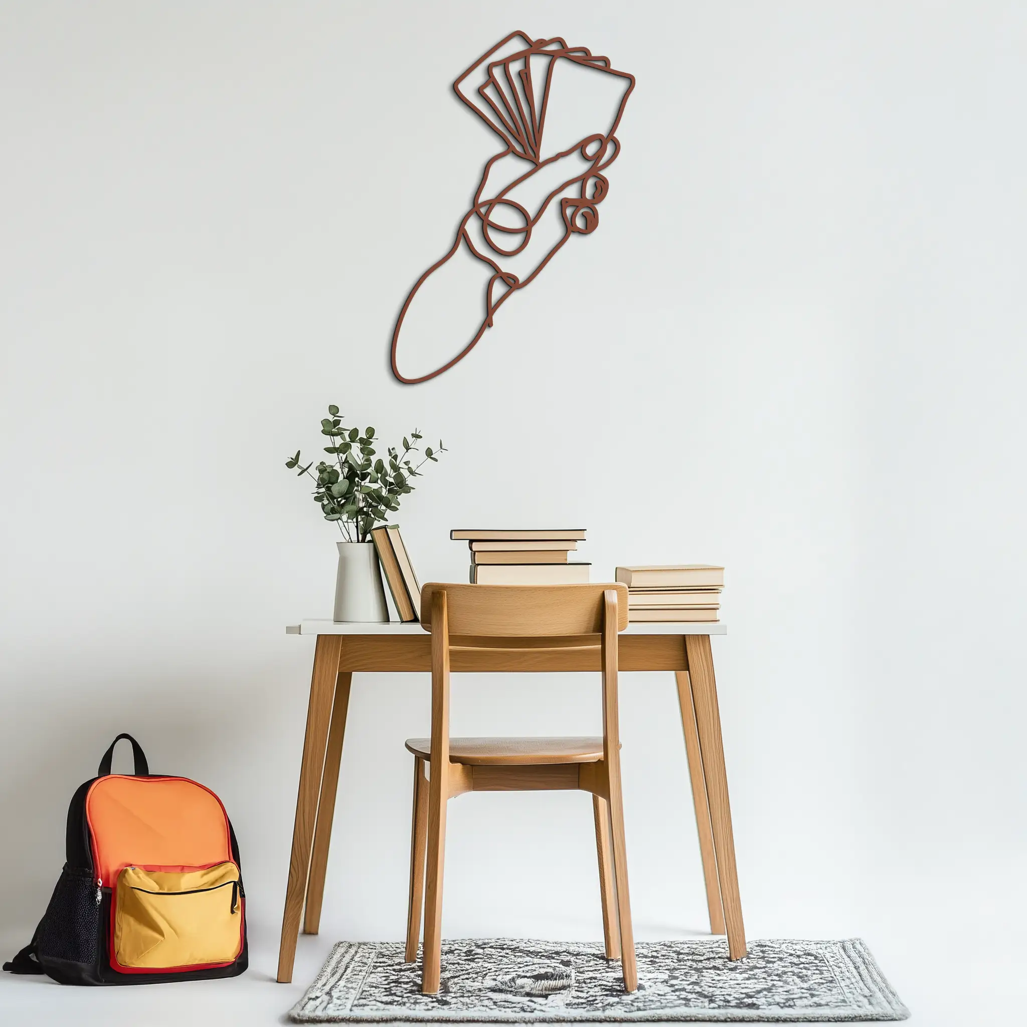 Geometric Hand Holding Cards - Minimalist Metal Wall Art - KAF049