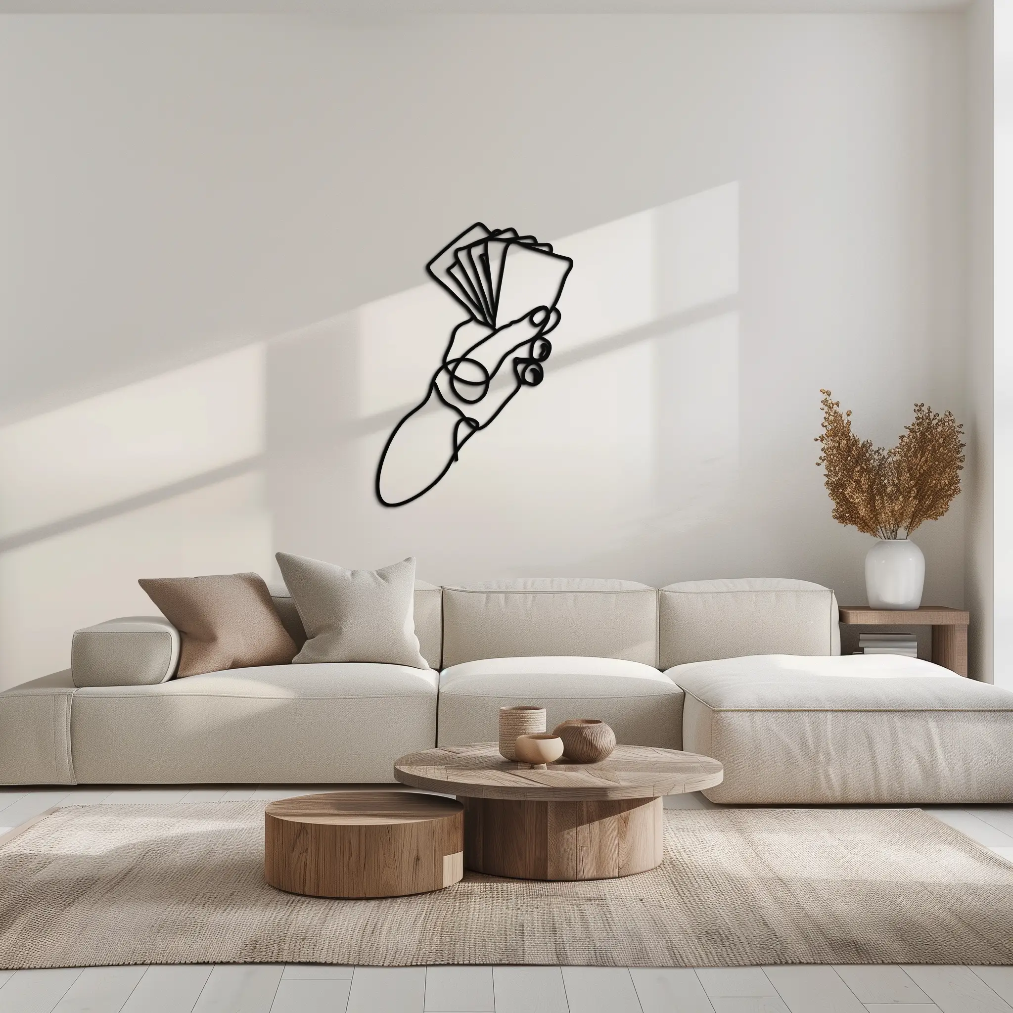 Geometric Hand Holding Cards - Minimalist Metal Wall Art - KAF049
