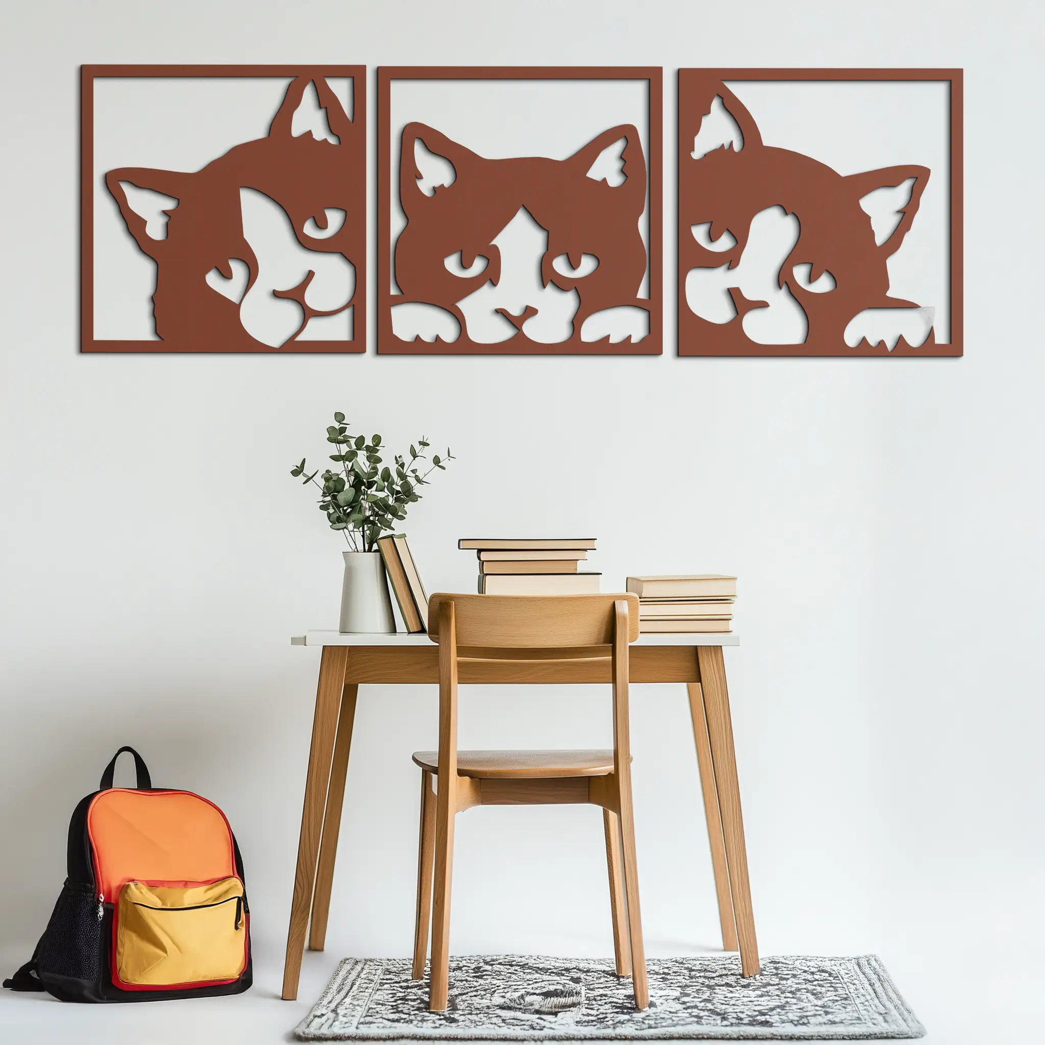 Curious Cats Metal Wall Art - Modern Minimalist Feline Decor - KAF051